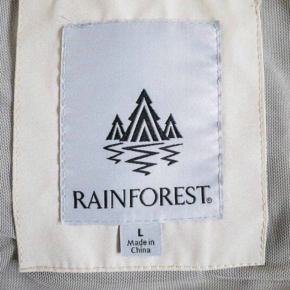 Rainforest Field Jacket Mens L Tan Full Zip Snap Utility Polyester Coat - Picture 2 of 16
